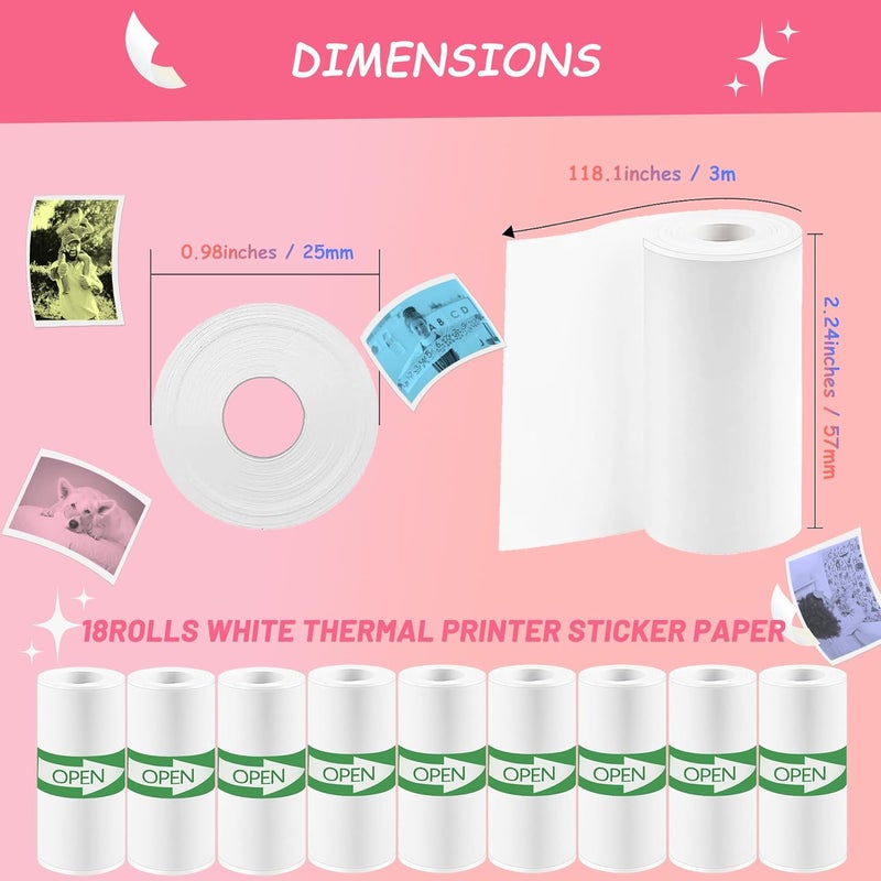 MIARALA 18 Rolls Mini Thermal Printer Sticker Paper, 57x25mm, High-Contrast Sticker Paper for Mini Pocket Printer, BPA-Free - Image 5